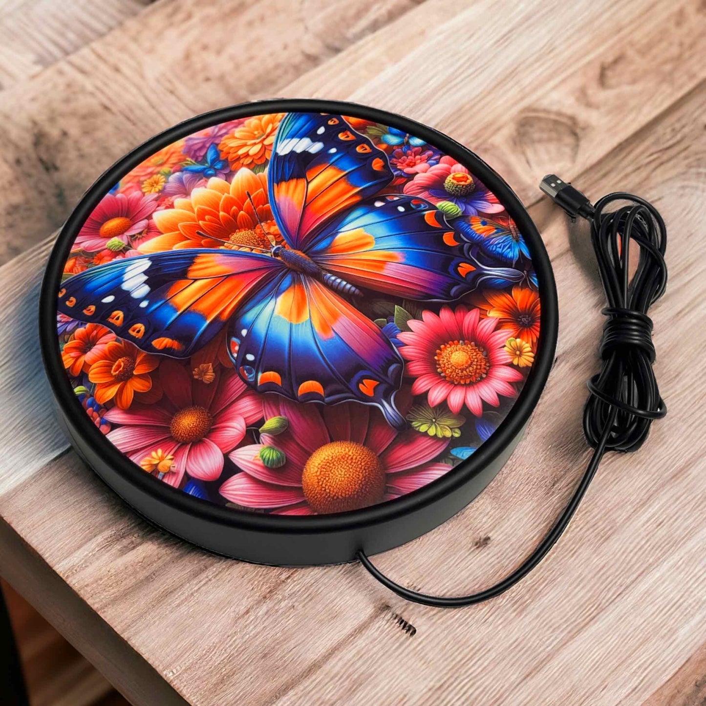 Butterfly with Flowers - Vibrant Illuminations: LED Light Box - Laser Design Creations