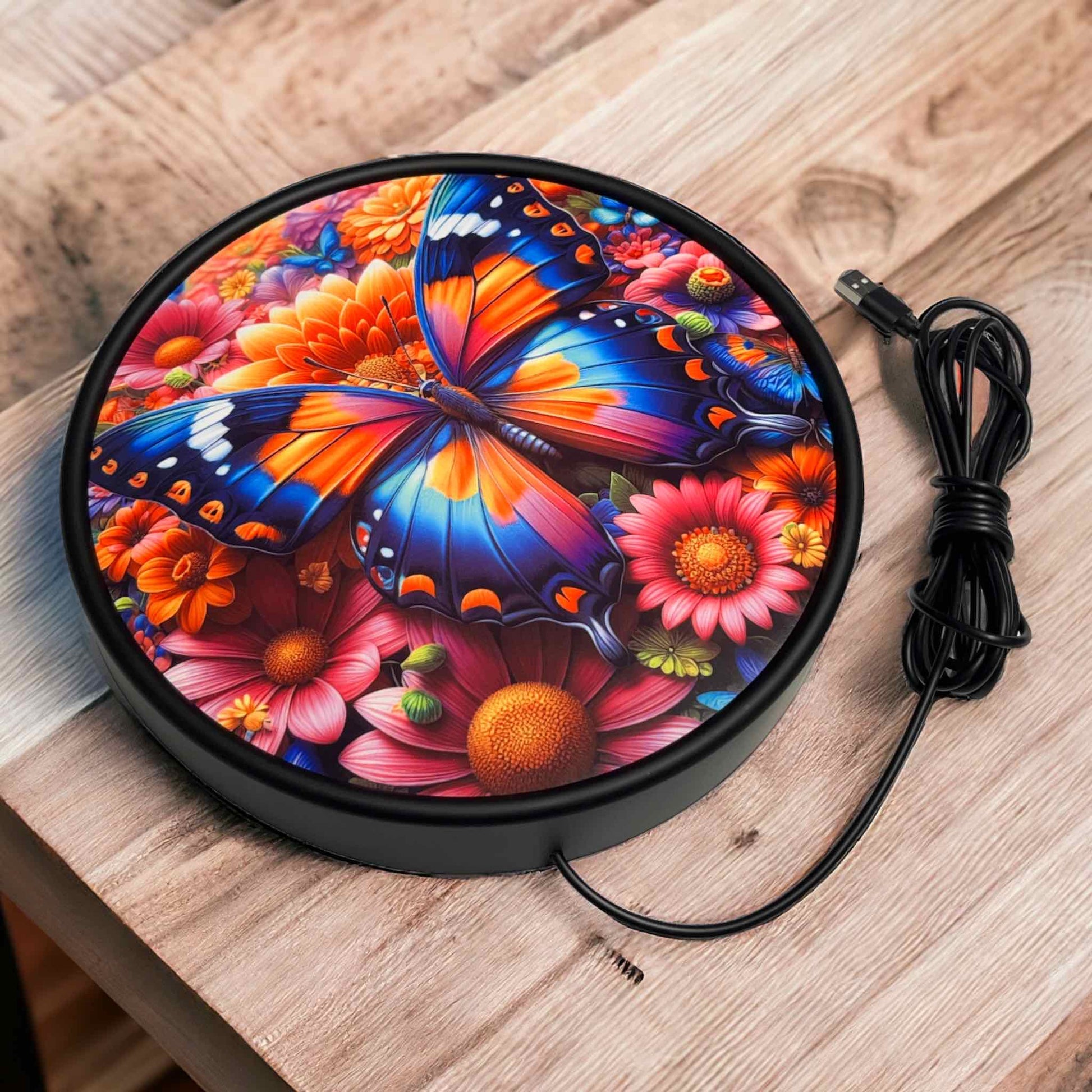 Butterfly with Flowers - Vibrant Illuminations: LED Light Box - Laser Design Creations