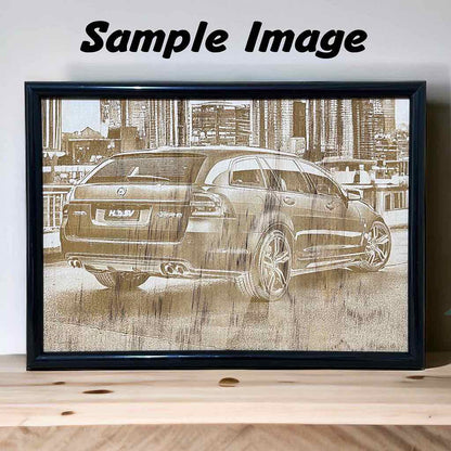 Capture Your Ride: Custom Car Photo Wood Engraving Service - Laser Design Creations