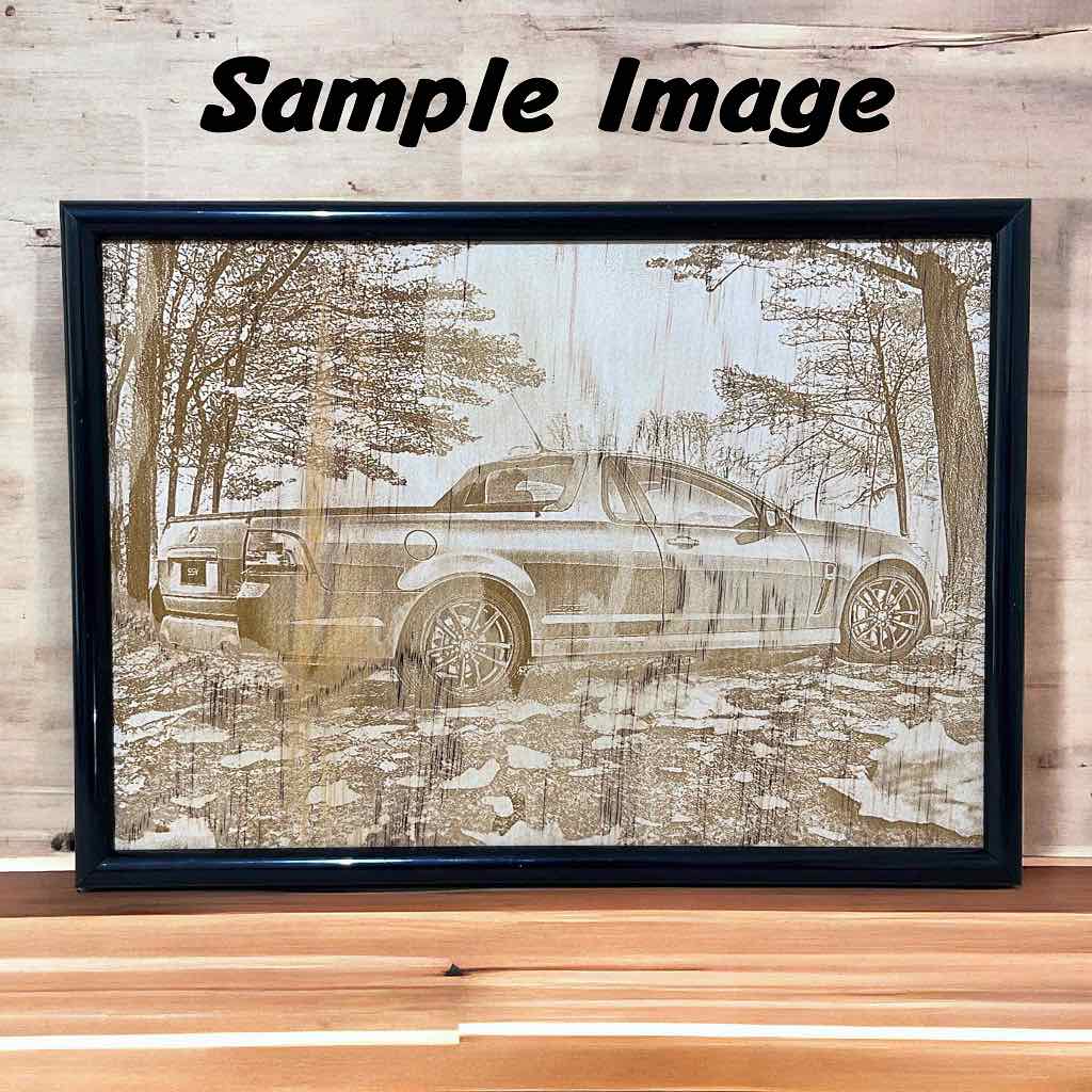 Capture Your Ride: Custom Car Photo Wood Engraving Service - Laser Design Creations