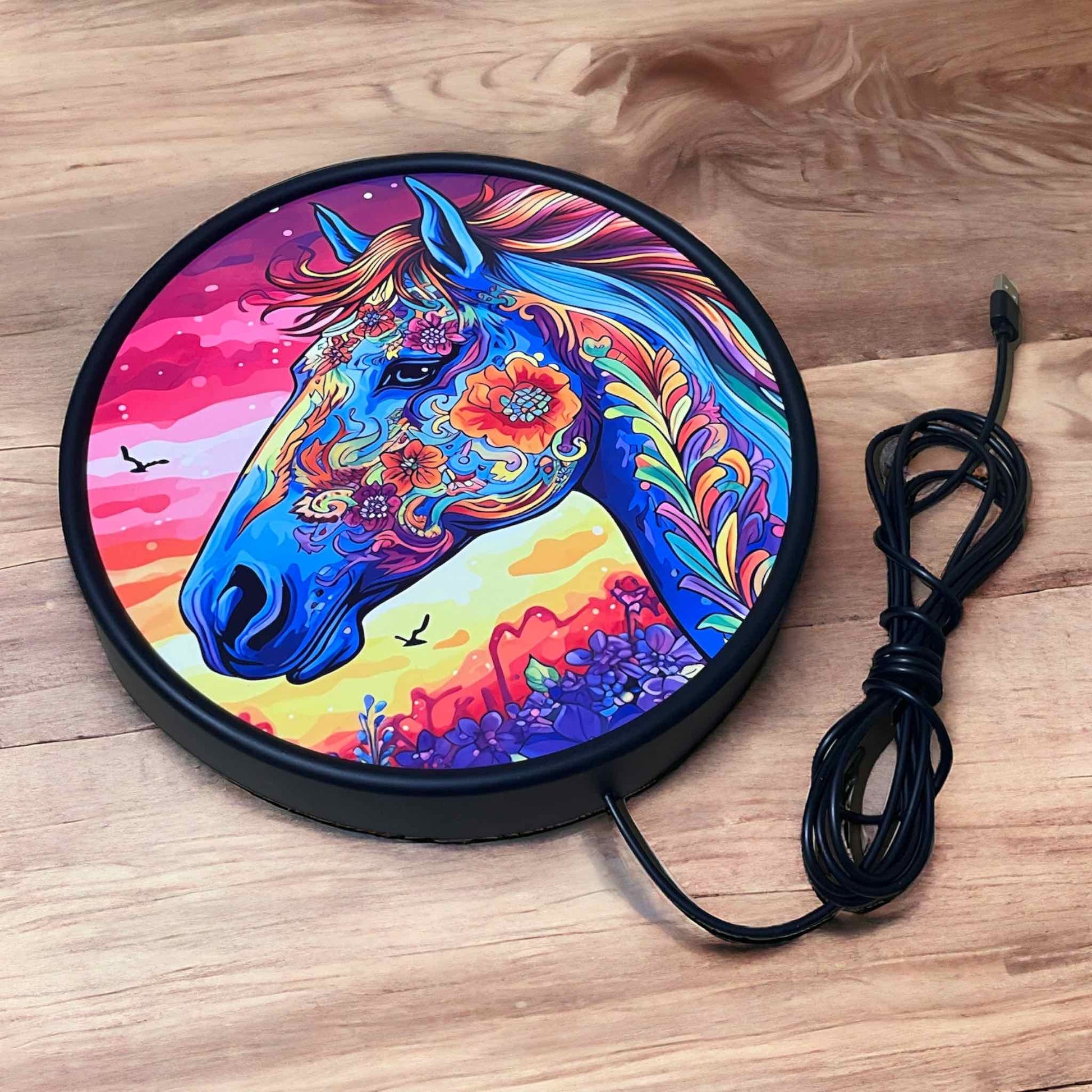 Colourful Boho Horse - Vibrant Illuminations: LED Light Box - Laser Design Creations