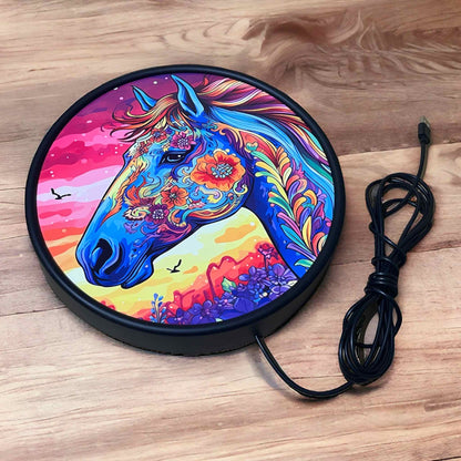 Colourful Boho Horse - Vibrant Illuminations: LED Light Box - Laser Design Creations