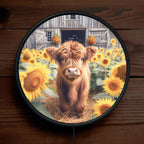 Sunflower Highland Calf - Vibrant Illuminations: LED Light Sign - Laser Design Creations