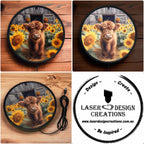 Sunflower Highland Calf - Vibrant Illuminations: LED Light Sign - Laser Design Creations
