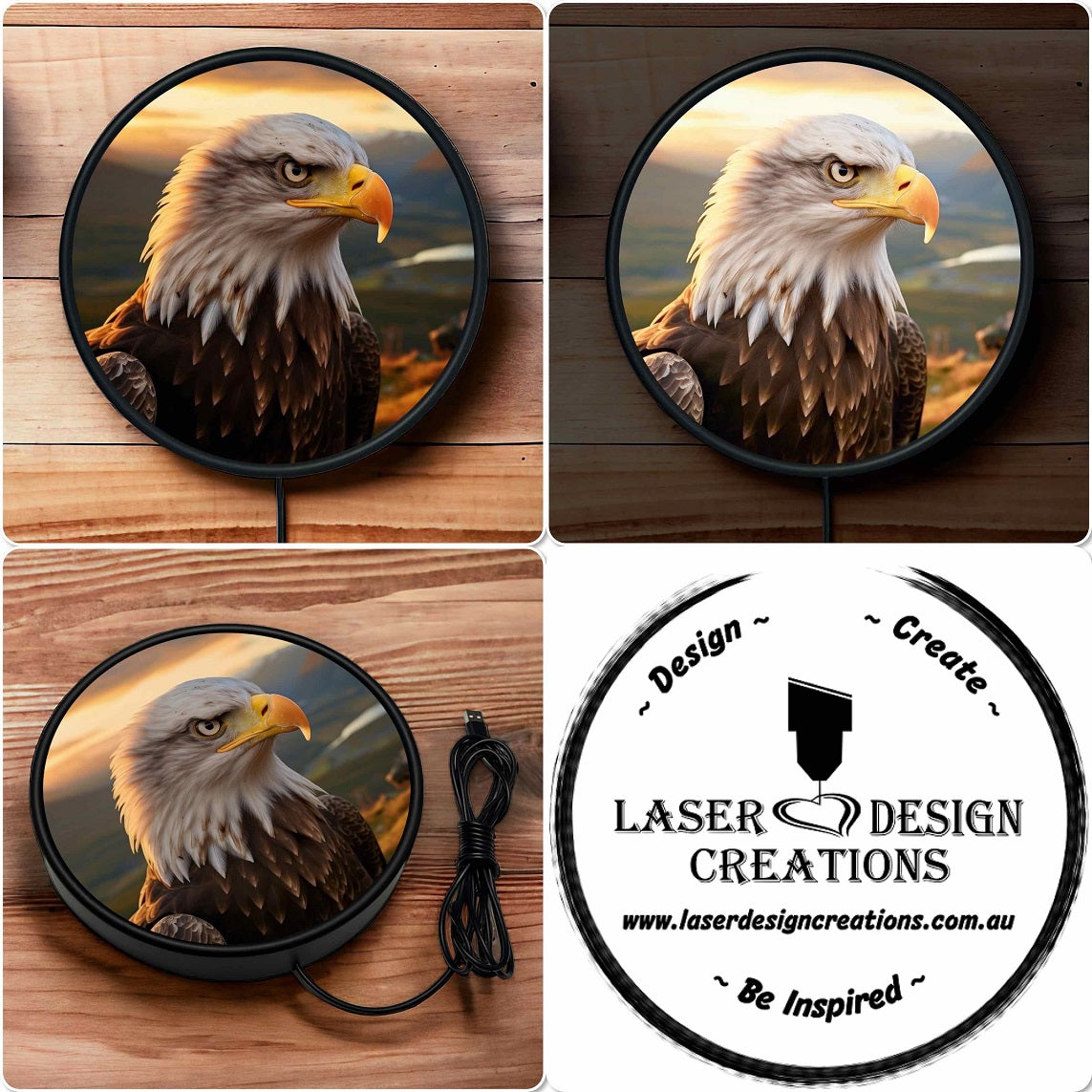 Perched Eagle - Vibrant Illuminations: LED Light Sign - Laser Design Creations