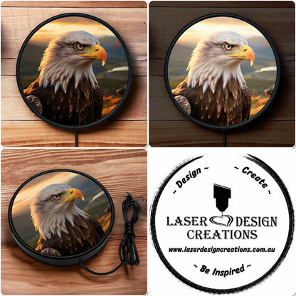 Perched Eagle - Vibrant Illuminations: LED Light Sign - Laser Design Creations