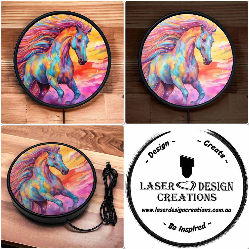 Art Style Horse - Vibrant Illuminations: LED Light Sign - Laser Design Creations