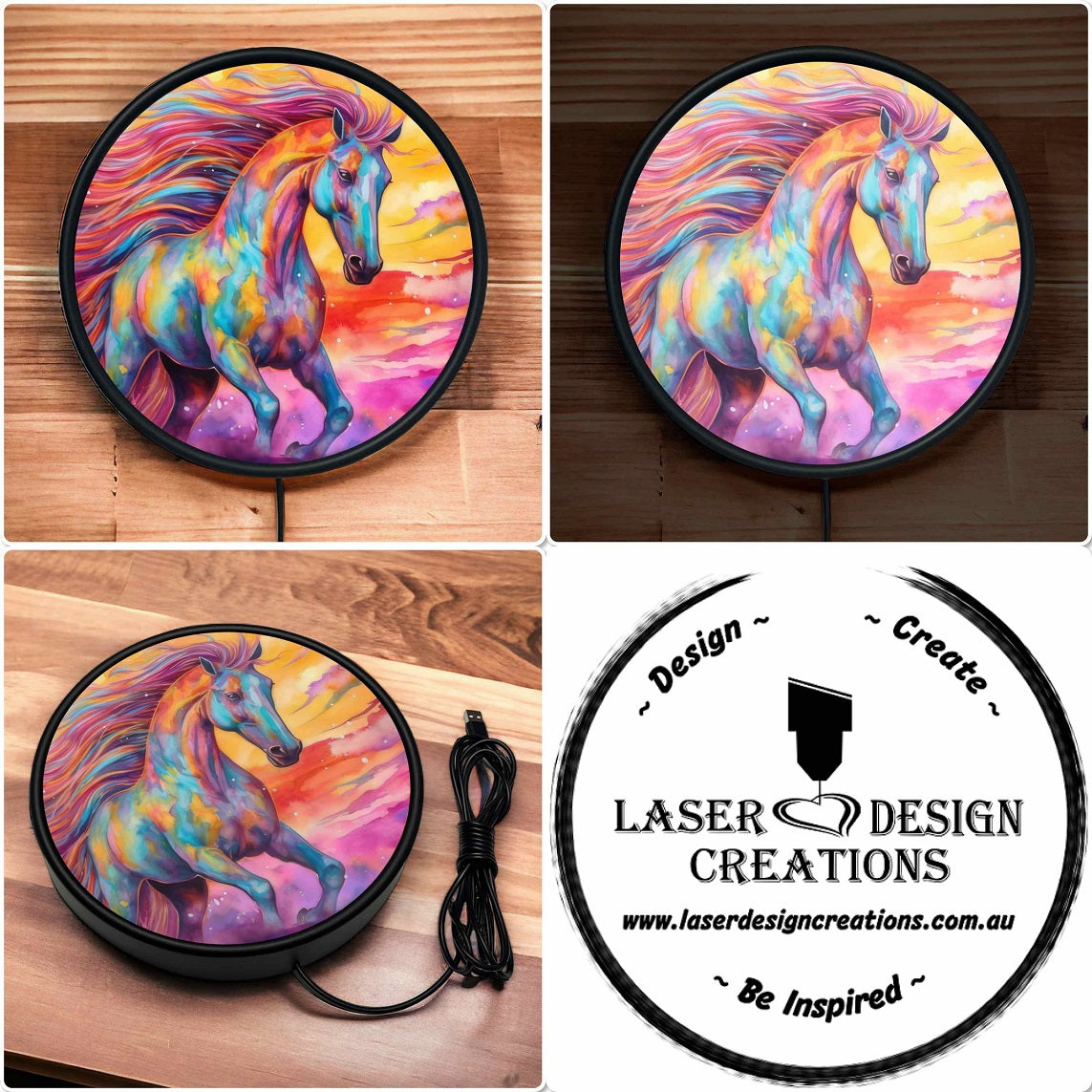Art Style Horse - Vibrant Illuminations: LED Light Sign - Laser Design Creations