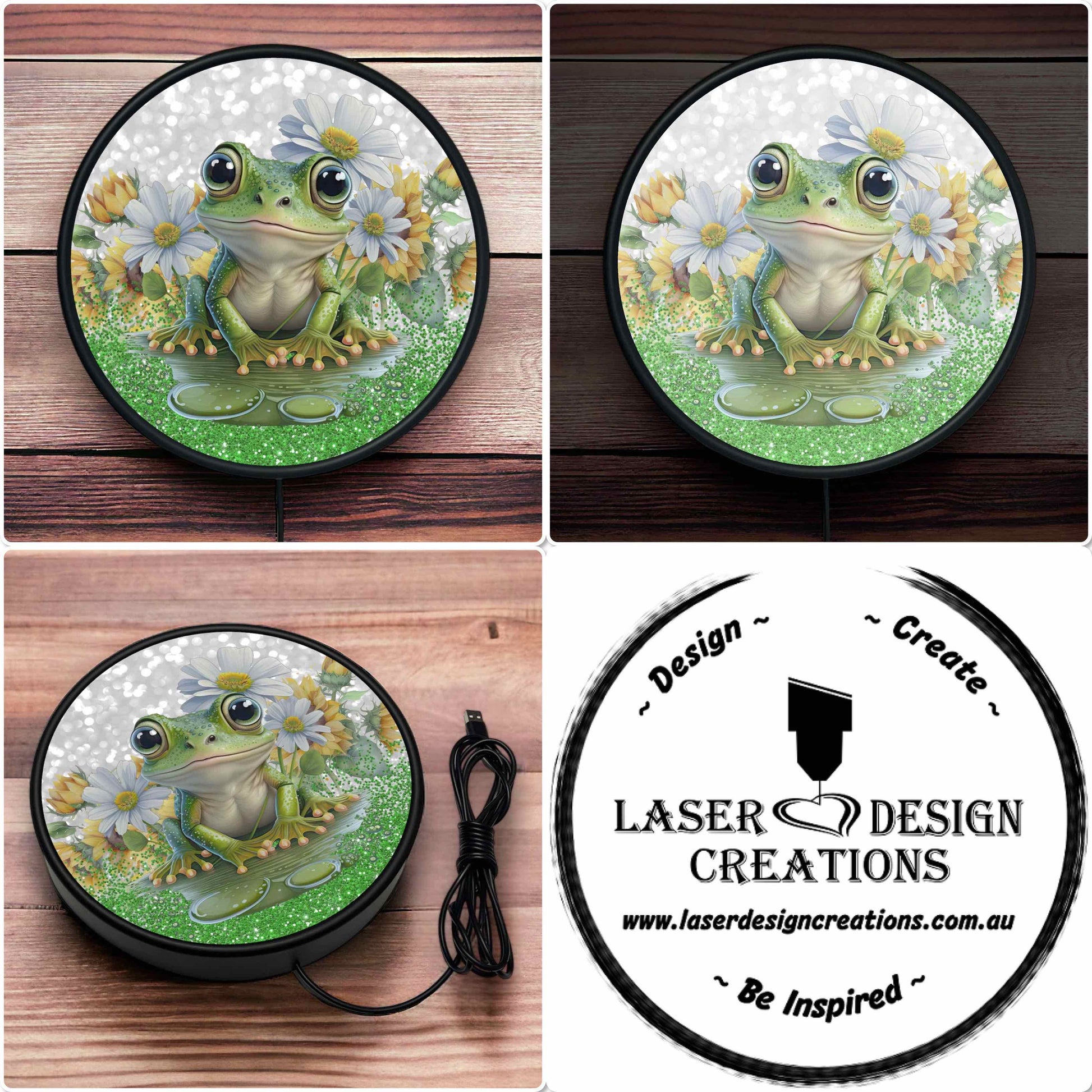 Green Tree Frog - Vibrant Illuminations: LED Light Sign - Laser Design Creations
