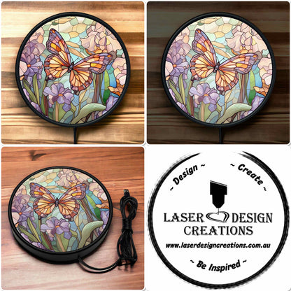 Colourful Art Style Butterfly - Vibrant Illuminations: LED Light Sign - Laser Design Creations