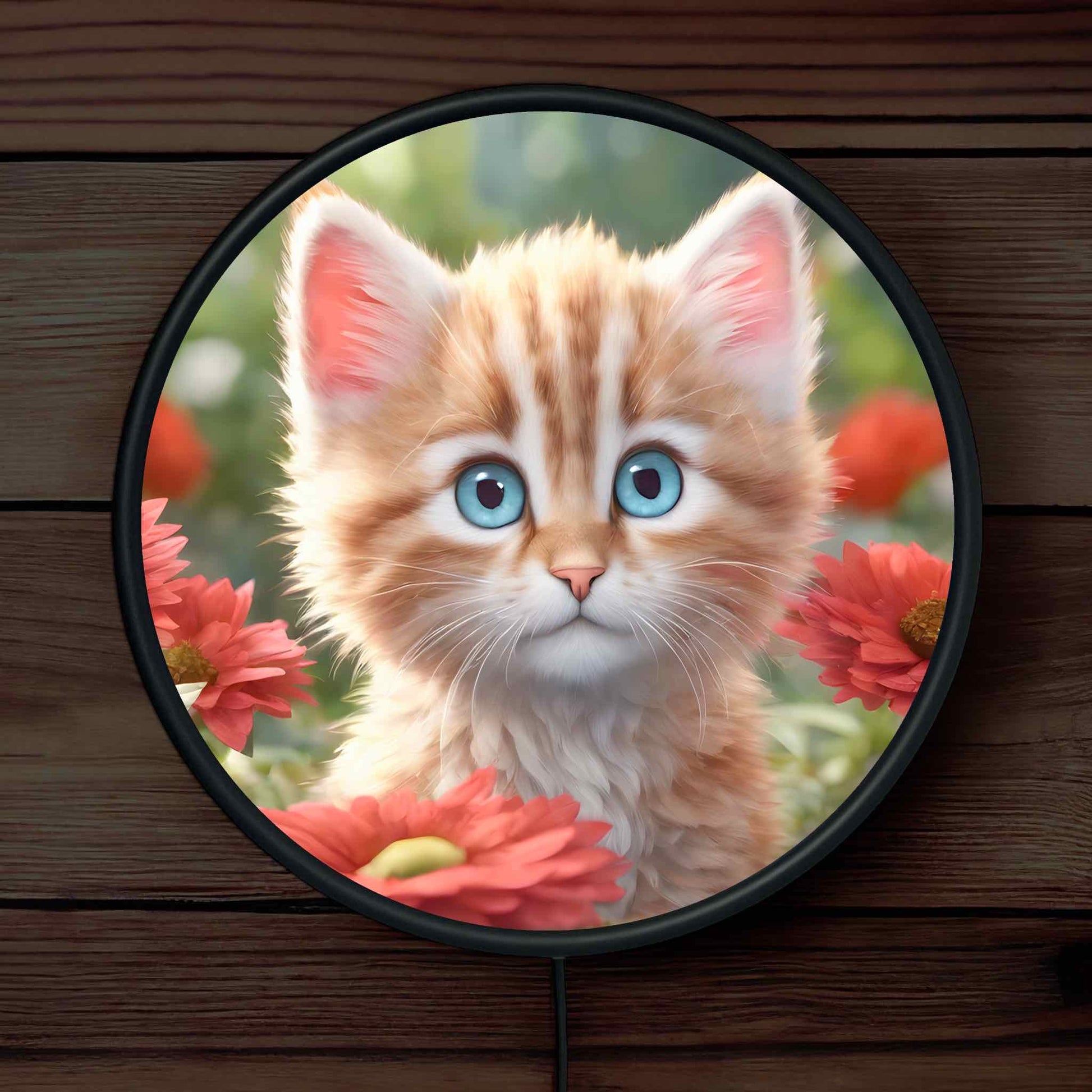 Blue Eyed Kitten - Vibrant Illuminations: LED Light Sign - Laser Design Creations
