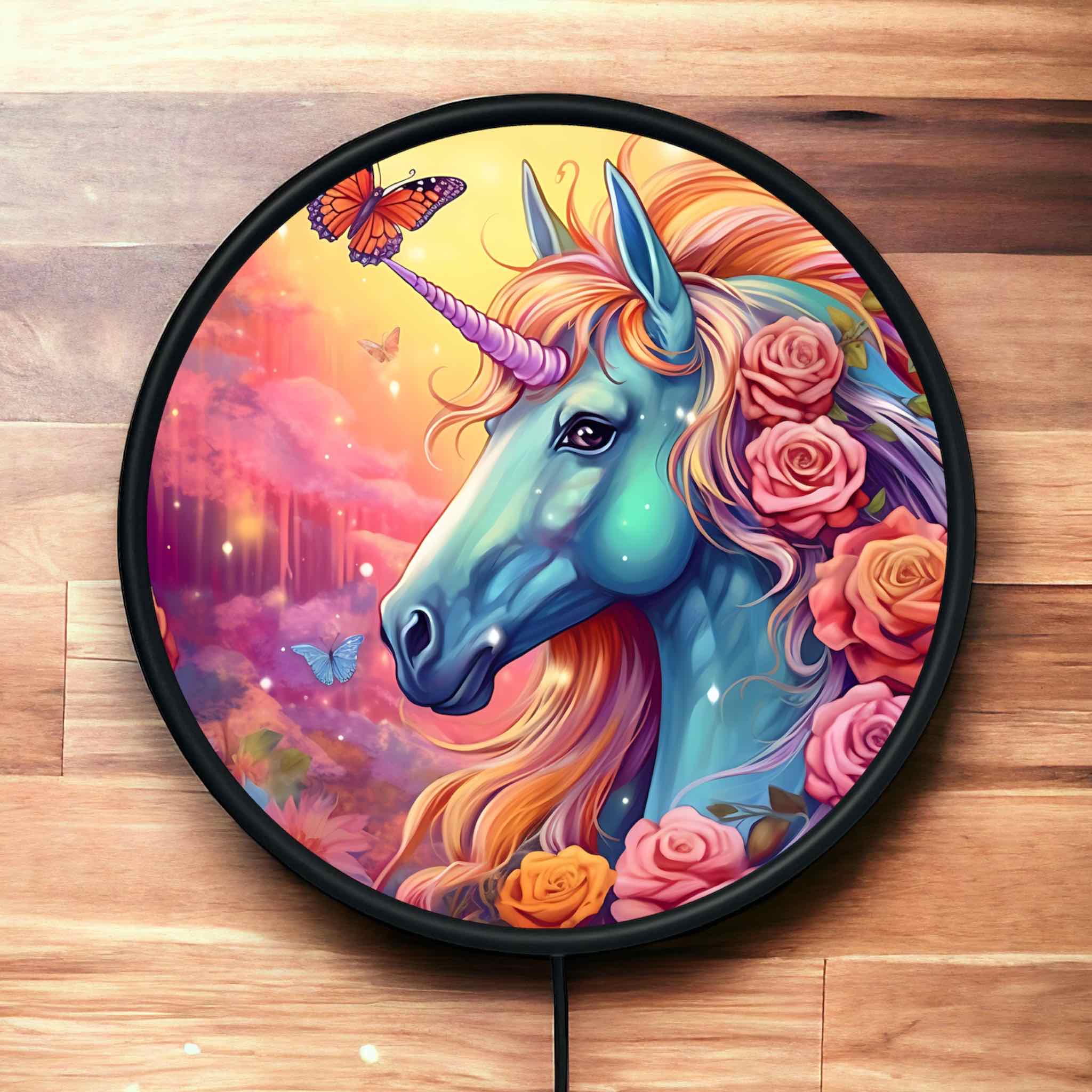 Floral Unicorn - Vibrant Illuminations: LED Light Sign - Laser Design Creations