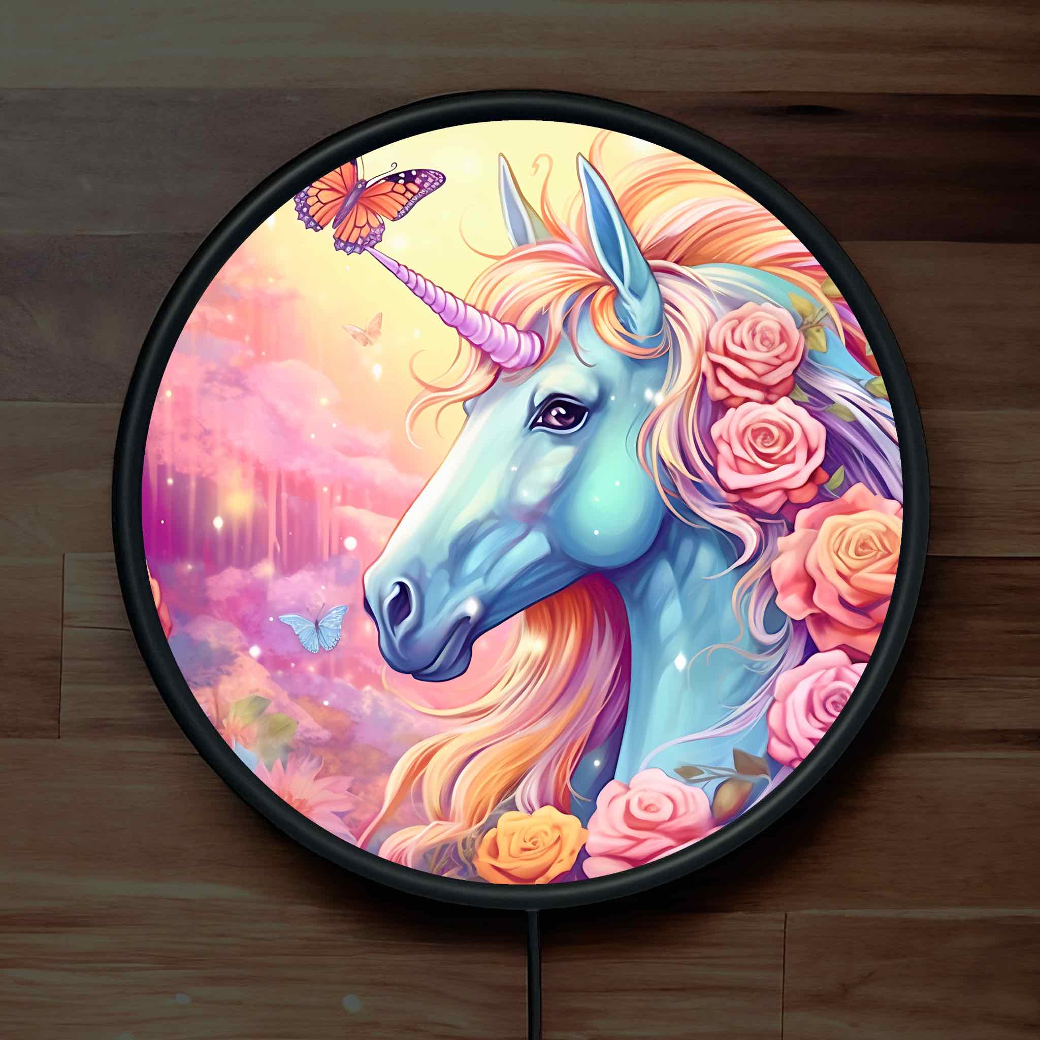 Floral Unicorn - Vibrant Illuminations: LED Light Sign - Laser Design Creations