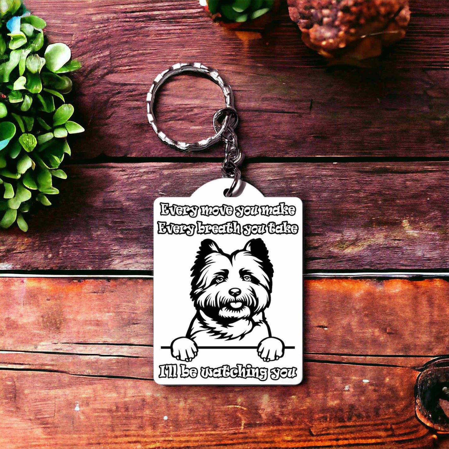 'Silky Terrier' Dog Design Keyring - Laser Design Creations