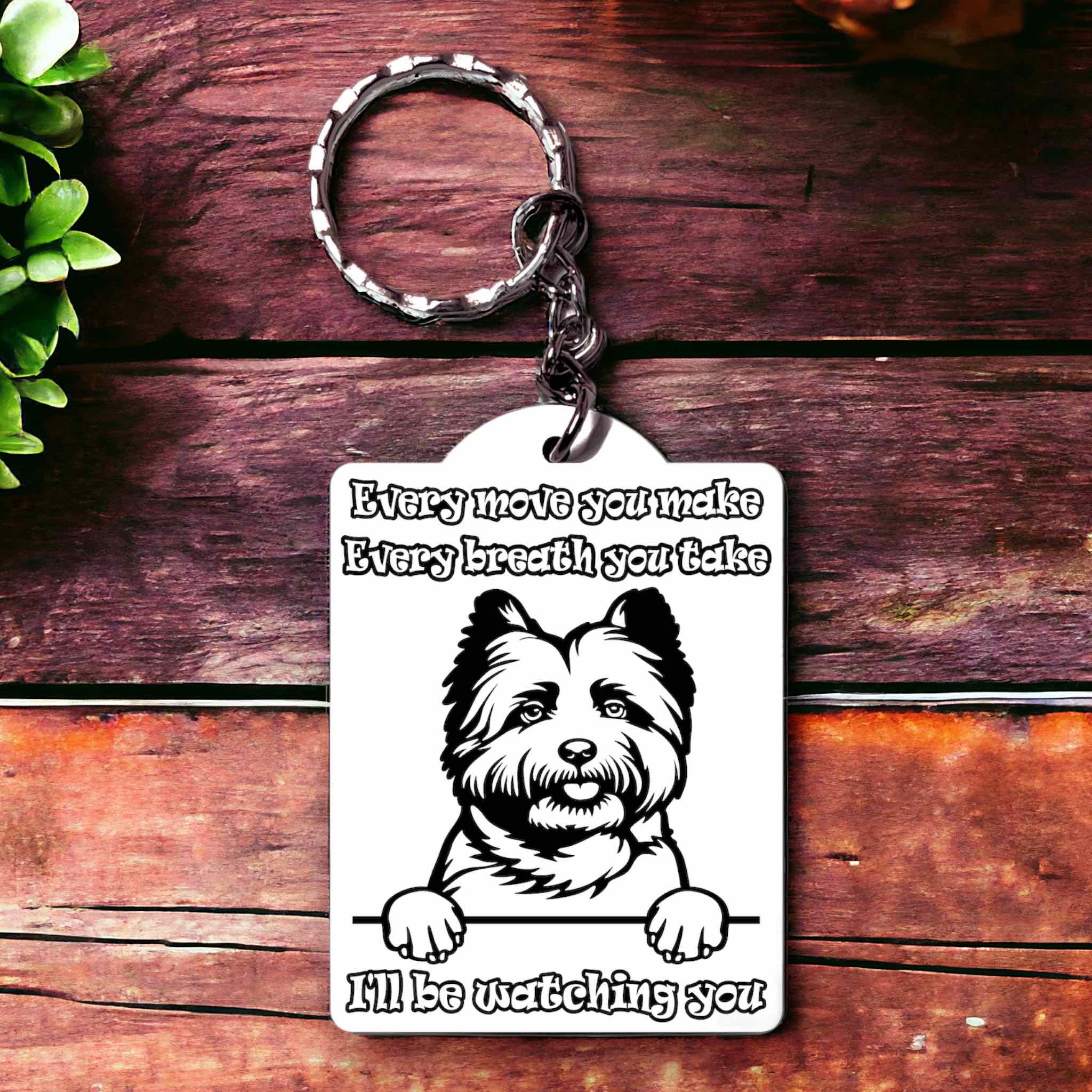 'Silky Terrier' Dog Design Keyring - Laser Design Creations