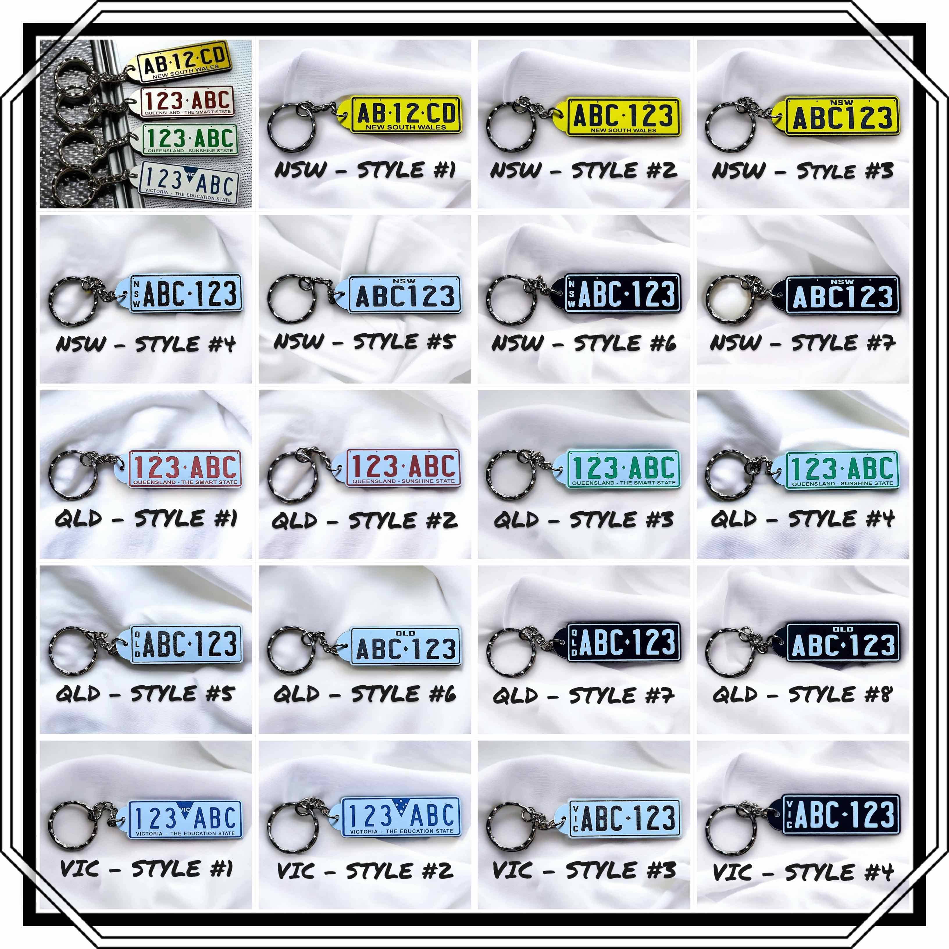 Personalised Novelty Licence Plate Keyring - NSW / QLD / VIC - 19 Styles! - Laser Design Creations