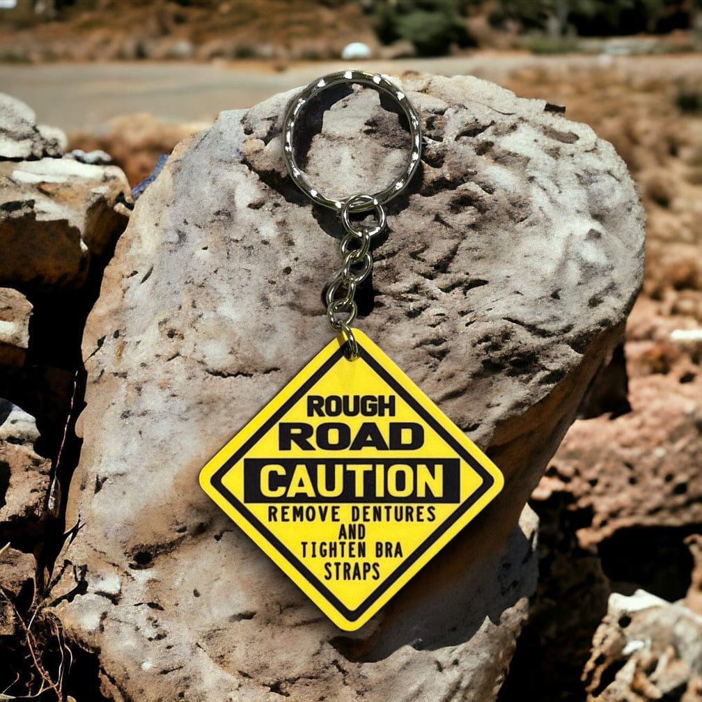 'Rough Road' Street Sign Design Keyring / Bag Tag - Laser Design Creations