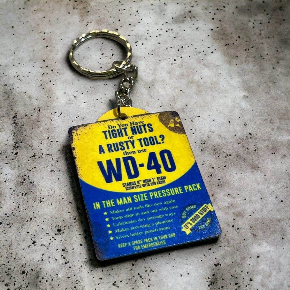 'Do You Have Tight Nuts' Humorous WD-40 - Keyring / Bag Tag - Laser Design Creations