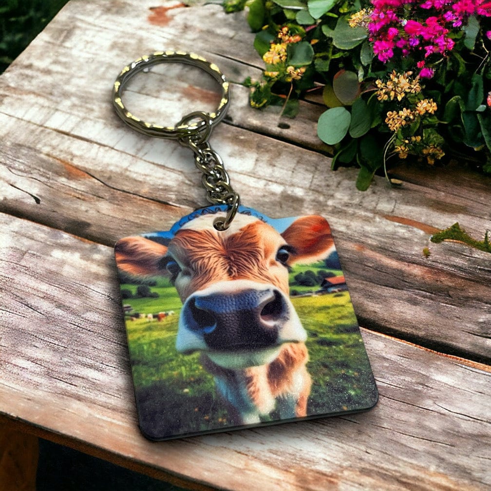 'Adorable Posing Calf / Cow' Design Keyring / Bag Tag - Laser Design Creations
