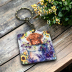 'Highland Calf in Bucket' Design Keyring / Bag Tag - Laser Design Creations