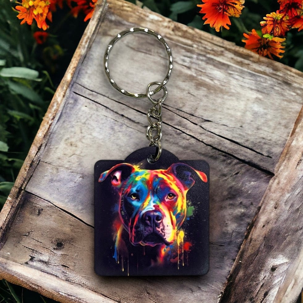 Vibrant Neon Style Collie Dog - Keyring / Bag Tag - Laser Design Creations