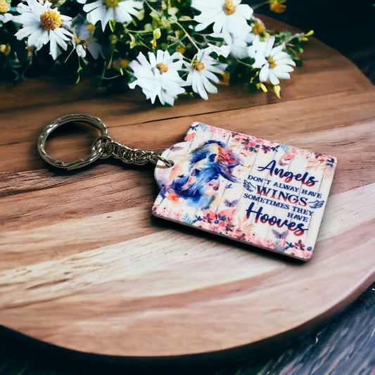 Inspirational Horse 'Angels Don't Always Have Wings' - Keyring / Bag Tag - Laser Design Creations
