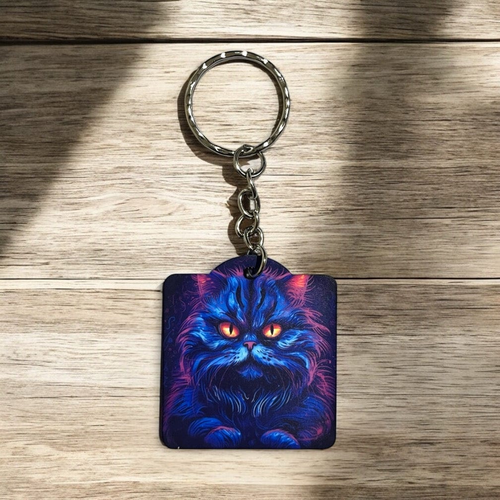 'Neon Cat' Design Keyring / Bag Tags - Laser Design Creations