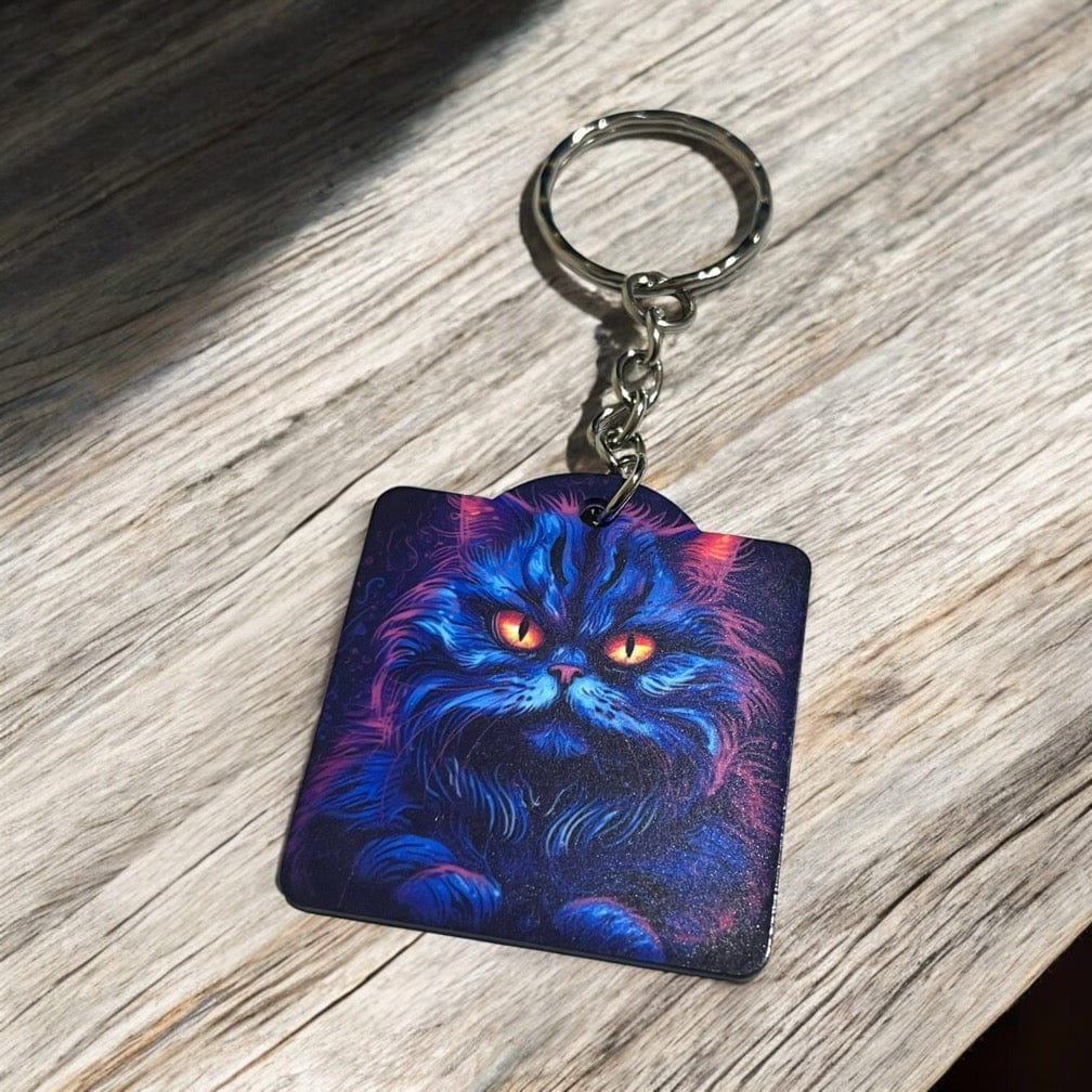 'Neon Cat' Design Keyring / Bag Tags - Laser Design Creations