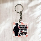 Cowgirl Pride 'Boots & Bling' - Keyring / Bag Tag - Laser Design Creations