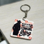 Cowgirl Pride 'Boots & Bling' - Keyring / Bag Tag - Laser Design Creations