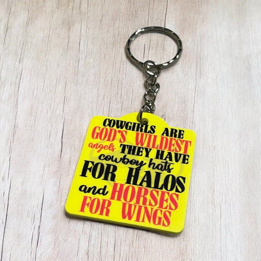Inspirational 'Cowgirls Are God's Wildest Angels' - Keyring / Bag Tag - Laser Design Creations