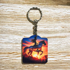 Sunset Cowgirl Silhouette - Keyring / Bag Tag - Laser Design Creations