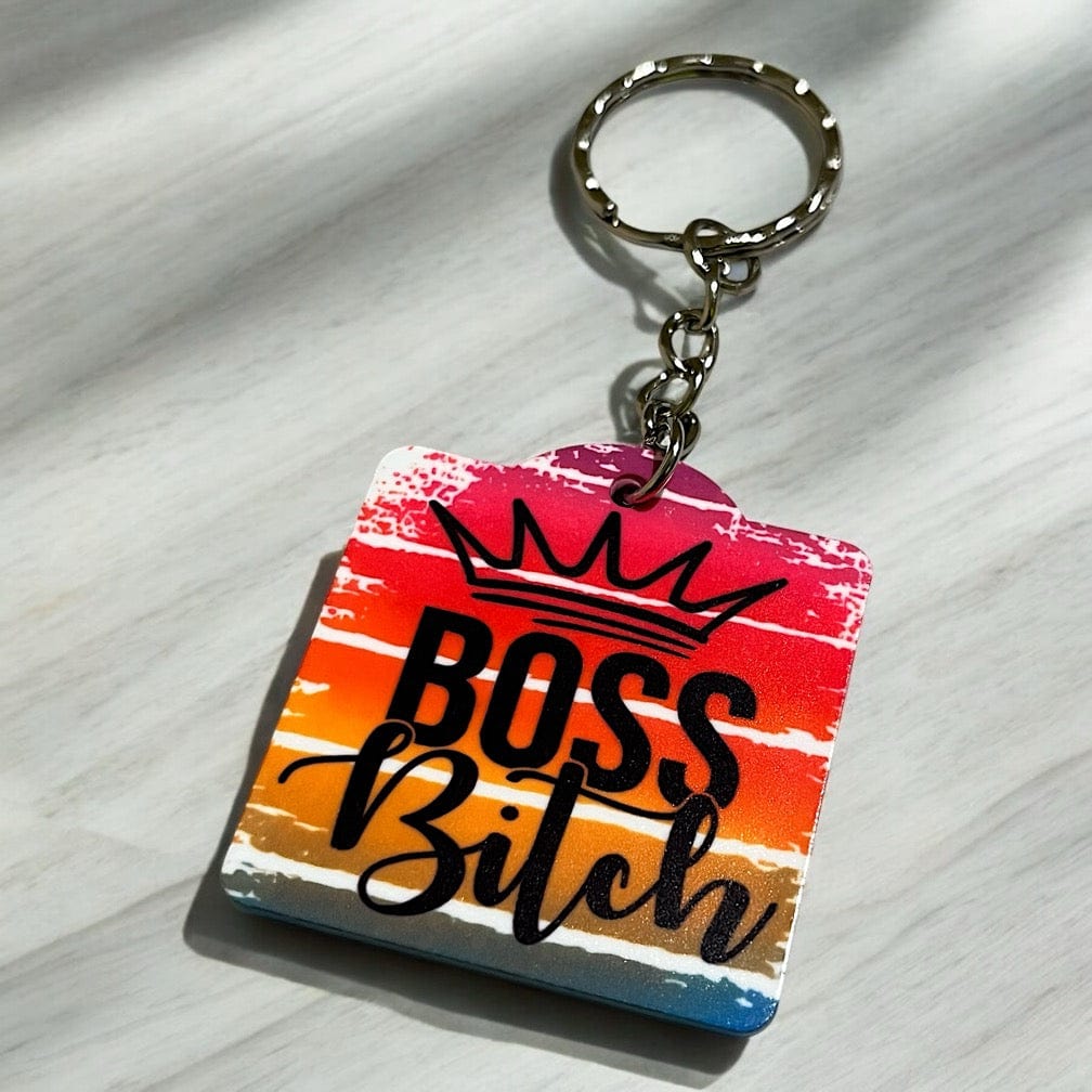 'Boss Bitch' - Adult Humour Design Keyring / Bag Tag - Laser Design Creations