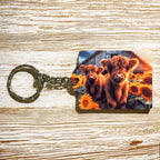 Rustic Barn with Highland Cow Farm-Themed Keyring / Bag Tag Pet Lover Gift - Laser Design Creations