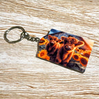 Rustic Barn with Highland Cow Farm-Themed Keyring / Bag Tag Pet Lover Gift - Laser Design Creations