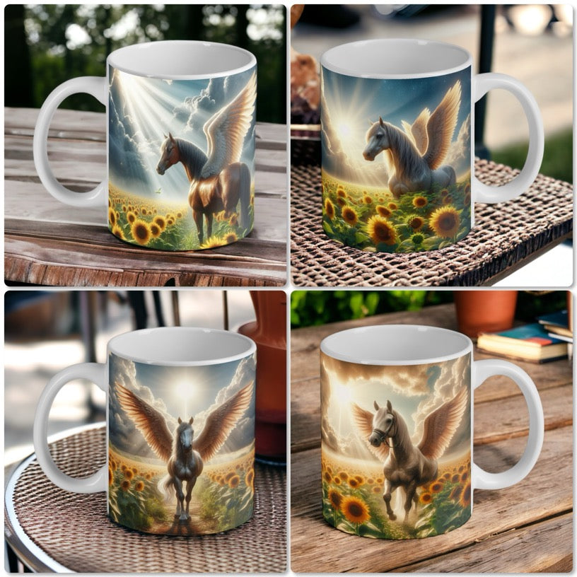 Horse with Angel Wings -  Art Style Design Mug - Laser Design Creations