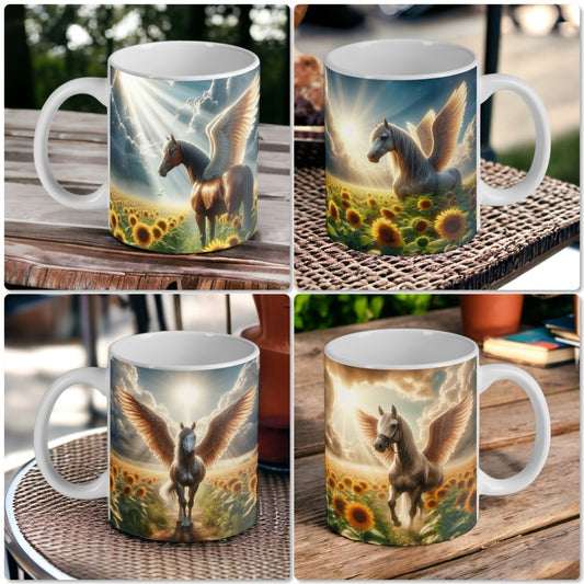 Horse with Angel Wings -  Art Style Design Mug - Laser Design Creations