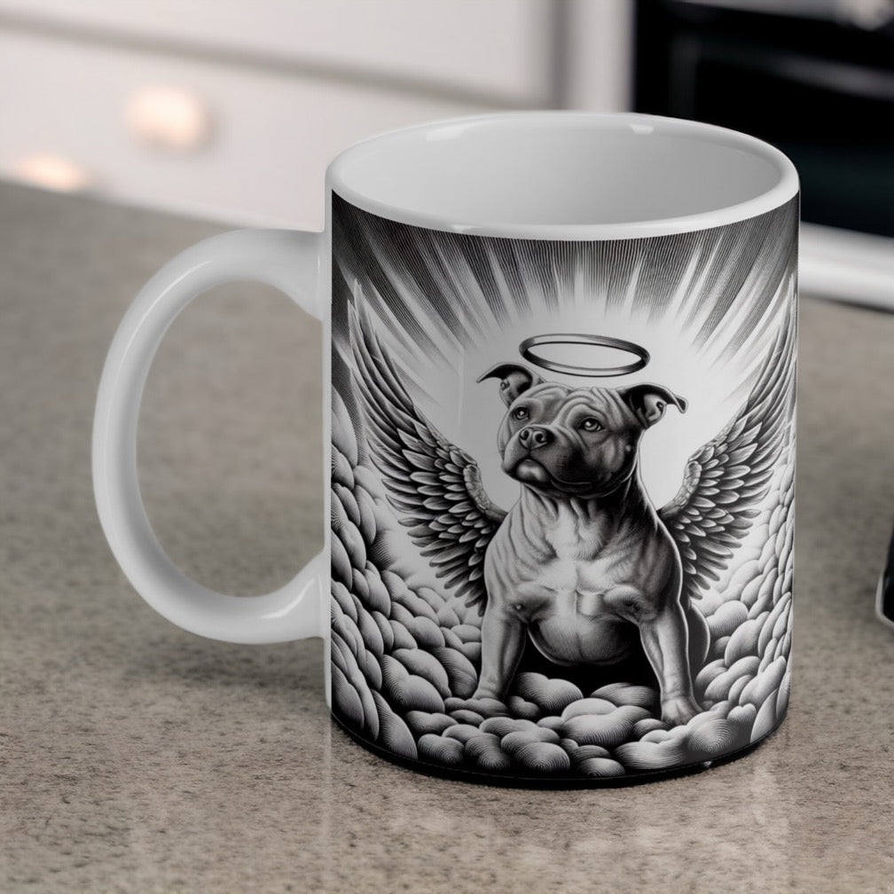 'Staffy Angel Wings' - Staffordshire Bull Terrier Dog Design Mug - Laser Design Creations