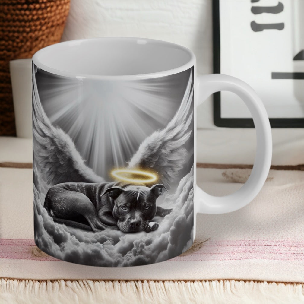 'Staffy Angel Wings' - Staffordshire Bull Terrier Dog Design Mug - Laser Design Creations