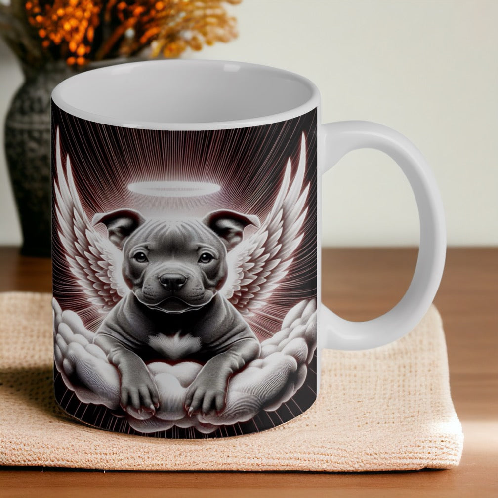 'Staffy Angel Wings' - Staffordshire Bull Terrier Dog Design Mug - Laser Design Creations