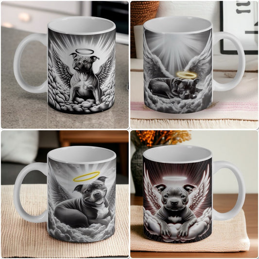 'Staffy Angel Wings' - Staffordshire Bull Terrier Dog Design Mug - Laser Design Creations