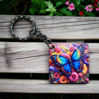 'Vibrant Floral Butterfly' Nature Lover's Accessory - Keyring / Bag Tag - Laser Design Creations