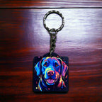 Vibrant Neon Style Labrador Retriever Dog - Keyring / Bag Tag - Laser Design Creations