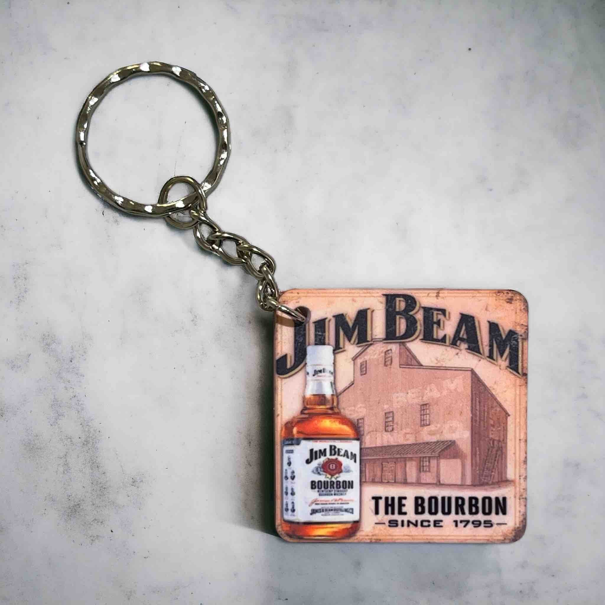 'Vintage Look' Jim Beam Bourbon Whiskey Enthusiast Accessory - Keyring / Bag Tag - Laser Design Creations