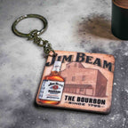 'Vintage Look' Jim Beam Bourbon Whiskey Enthusiast Accessory - Keyring / Bag Tag - Laser Design Creations