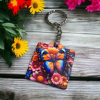 'Vibrant Floral Butterfly' Nature Lover's Accessory - Keyring / Bag Tag - Laser Design Creations