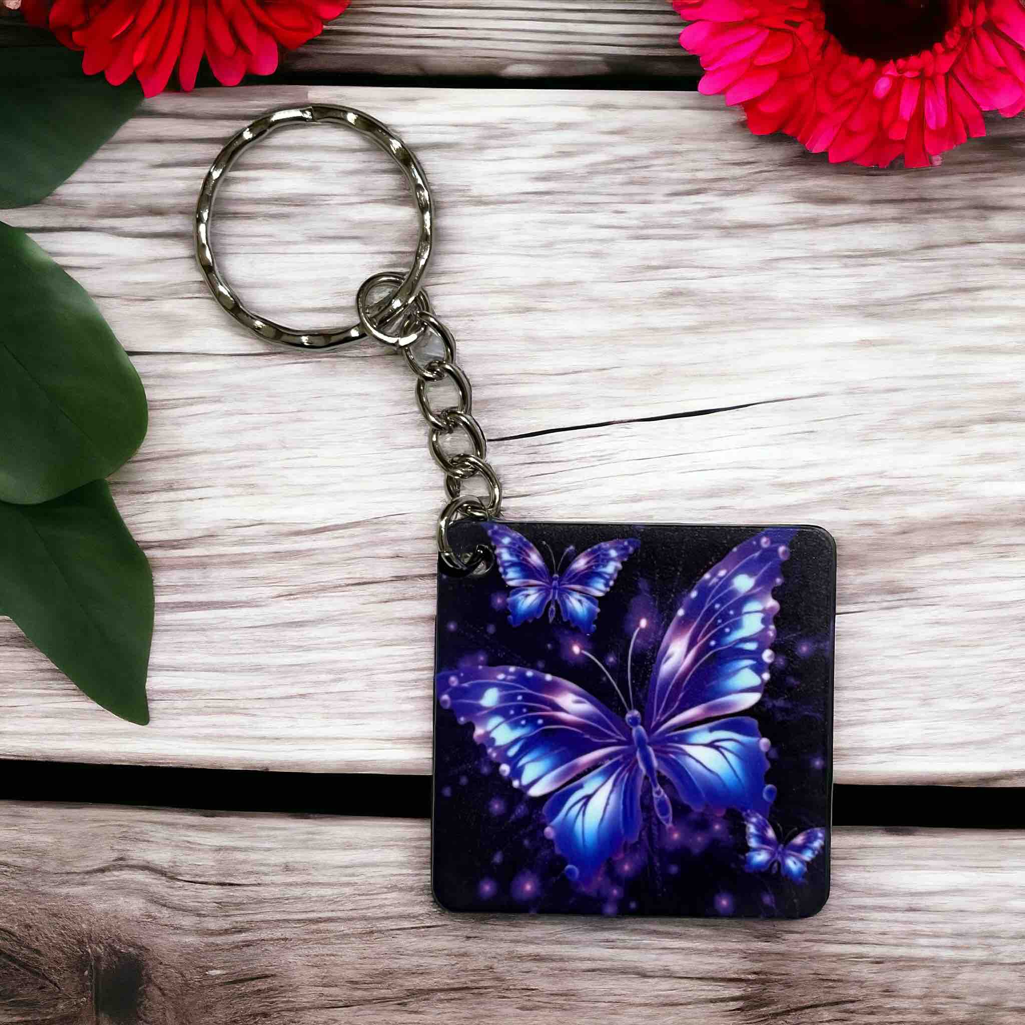 Enchanting Neon Style Butterfly Nature-Inspired Keyring / Bag Tag - Laser Design Creations