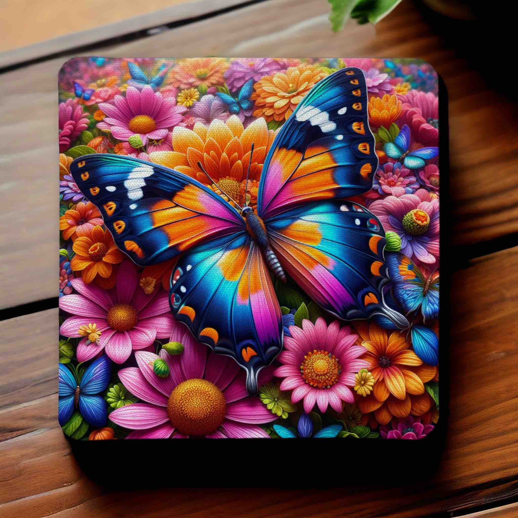 Vibrant Floral Butterfly - Pack of 4 Neoprene Coasters - Laser Design Creations