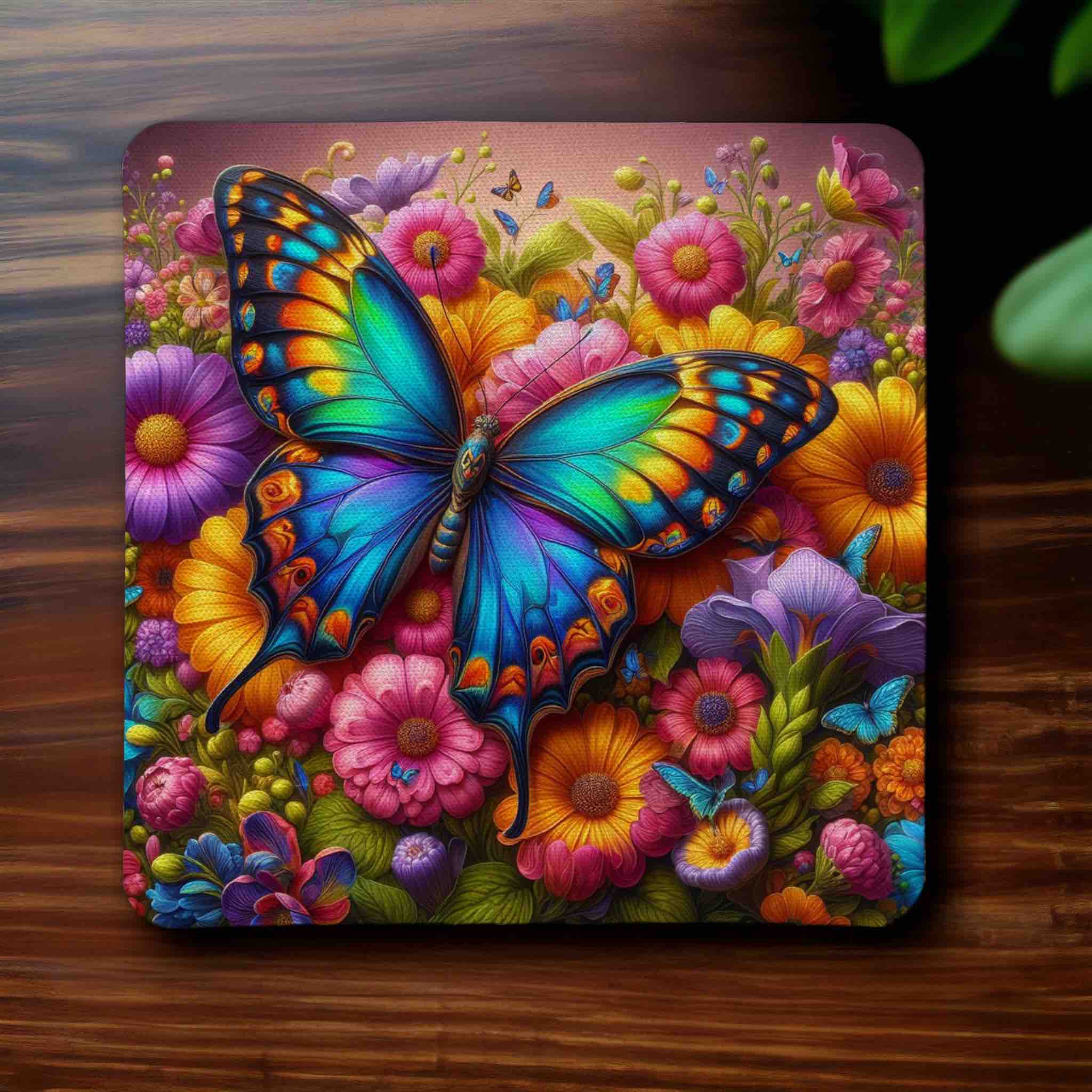 Vibrant Floral Butterfly - Pack of 4 Neoprene Coasters - Laser Design Creations