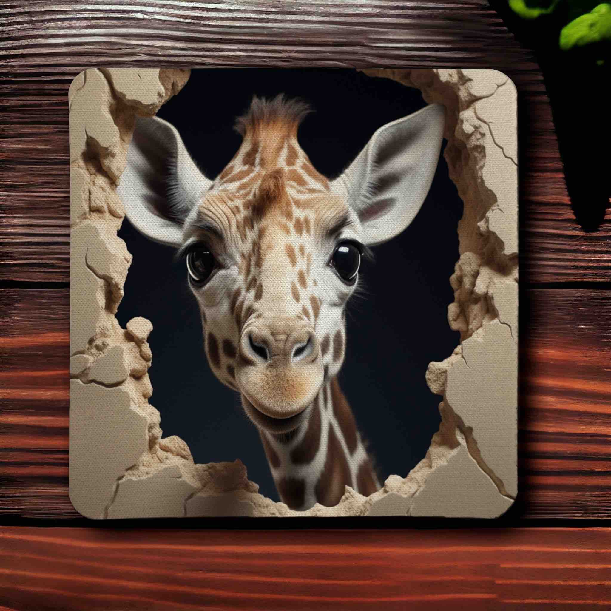 Adorable Giraffe Peek-A-Boo - Pack of 4 Neoprene Coasters - Laser Design Creations